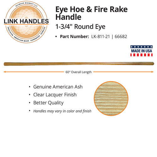 Link Handles 60 Eye Hoe and Fire Rake Handle, 1-3/4 Round Eye