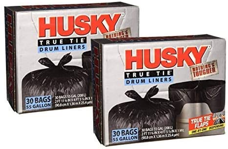 Husky HKK55030B True Tie 55-Gallon Drum Liners