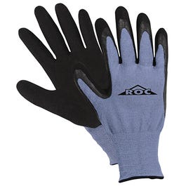 Work Gloves, Latex Coated Palm, Blue, Large