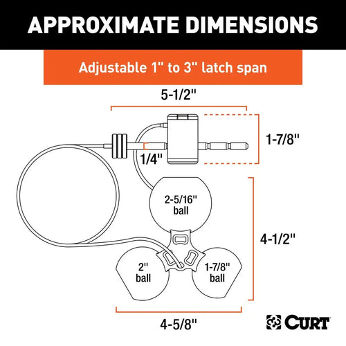 Curt Universal Tri-Ball Trailer Coupler Lock Fits 1-7/8 #23082