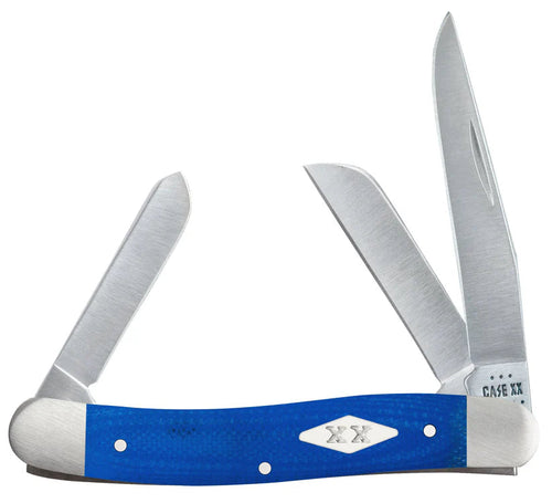 Case Knives Smooth Blue G-10 Medium Stockman with XX Diamond Shield