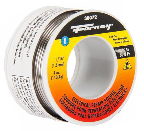 Forney Solder, Electrical Repair, Rosin Core, 1/16 in, 4 Ounce
