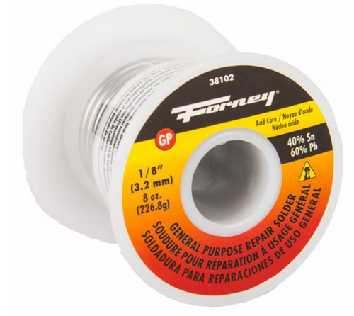 Forney Solder, General Purpose Repair, Acid Core, 1/8 in, 8 Ounce