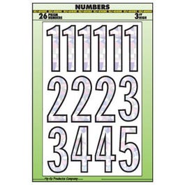 House Address Number Set, Peel & Stick, Silver/Prism Vinyl, 3-In.